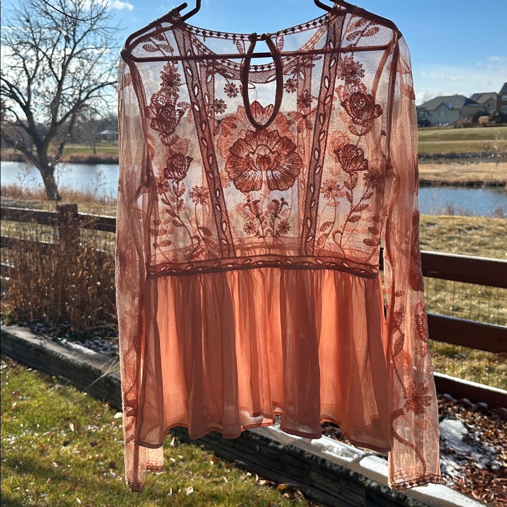 Floral Lace Top [rose embroidered sheer]